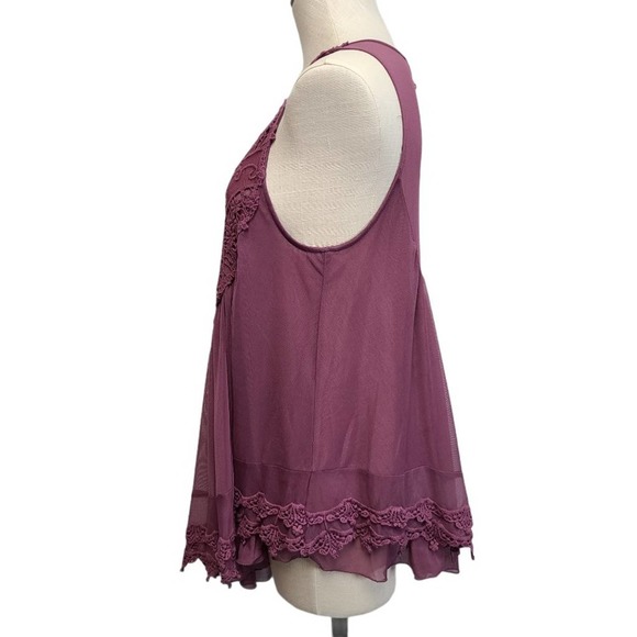 Altar'd State Purple Lace Baby Doll Long Top M - Picture 2 of 6